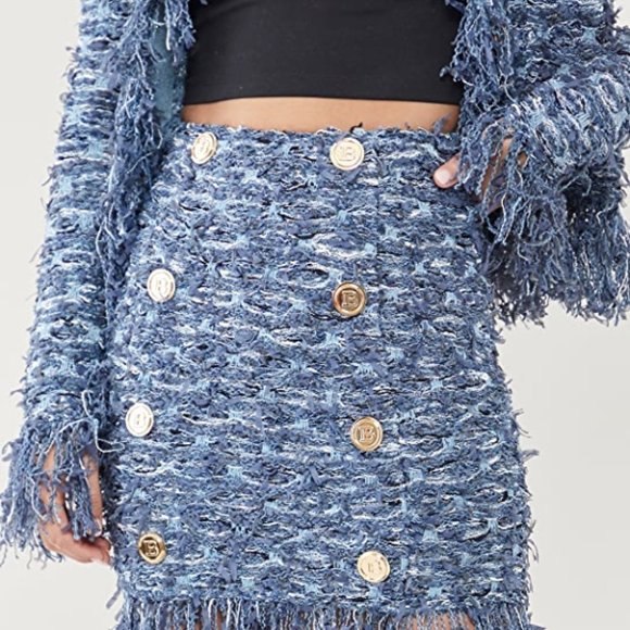 BALMAIN - Short Tweed Skirt